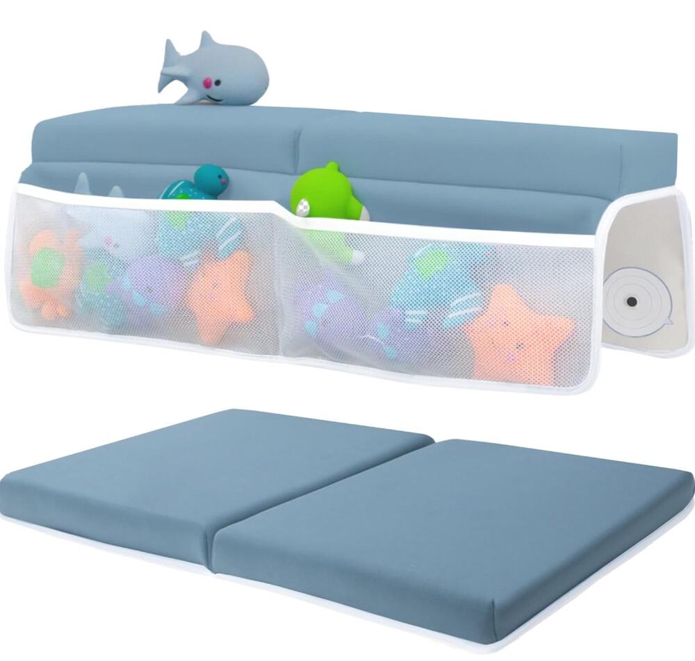 Comfortable Memory Foam Baby Bath Kneeler and Elbow Rest Pad Set - Blue